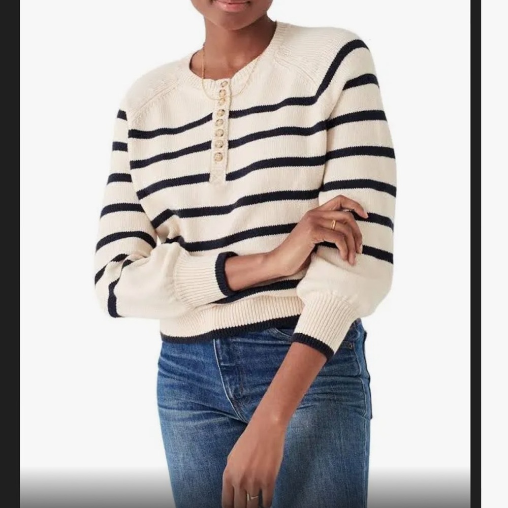 Faherty Cozy Cotton Striped Henley Sweater